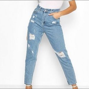 High Waist Distress Mom Jeans US 8, UK 12, EUR 40